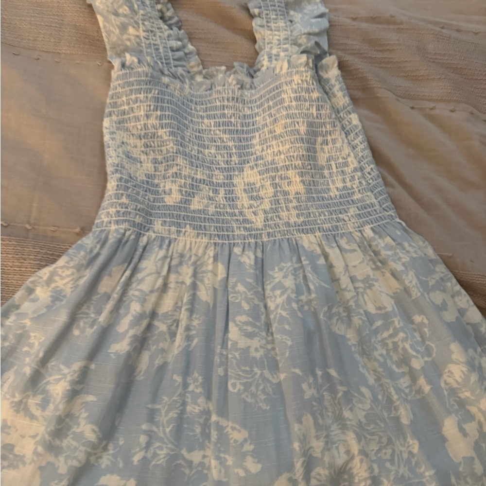 Elegant Light Blue Floral Maxi Dress